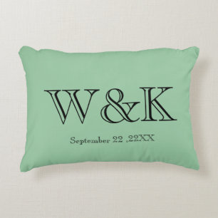 Green & black monogram wedding keepsake  decorative cushion
