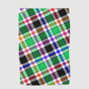 Green Black Multicolour Flannel Plaid Tartan Golf Towel