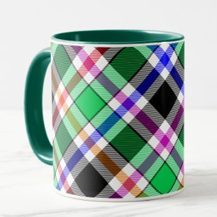 Green Black Multicolour Flannel Plaid Tartan Mug
