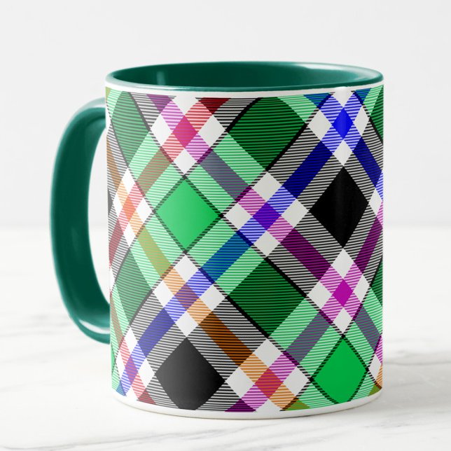 Green Black Multicolour Flannel Plaid Tartan Mug (Creator Uploaded)