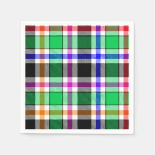 Green Black Multicolour Flannel Plaid Tartan Napkin