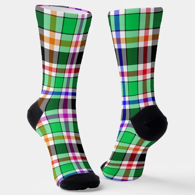 Green Black Multicolour Flannel Plaid Tartan Socks (Creator Uploaded)