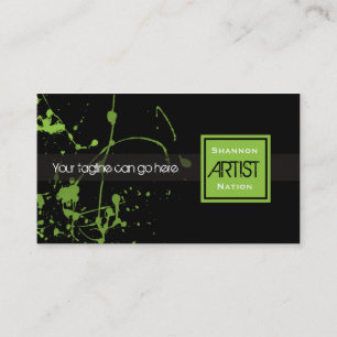 Green & Black Paint Splatter Urban Business Card