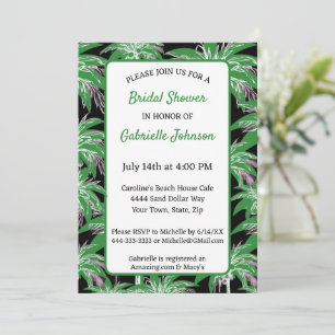 Green Black Palm Tree Modern Summer Shower Party Invitation