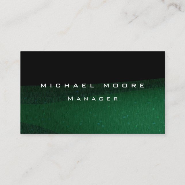 Green Black Pattern Unique Manager Business Card (Front)