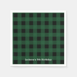 Green Black Plaid Buffalo Chequered Pattern Napkin