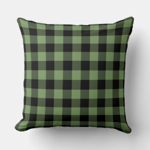 Green Black Plaid Chequered Pattern Cushion