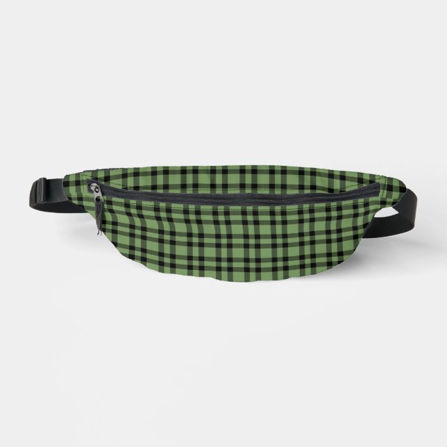 Green Black Plaid Pattern Bum Bags (Front)