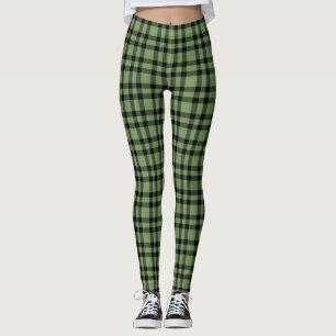 Green Black Plaid Pattern Leggings