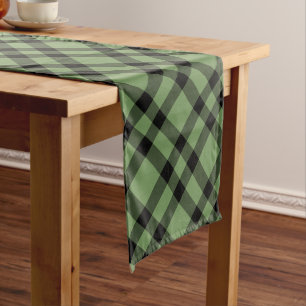 Green Black Plaid Pattern Medium Table Runner