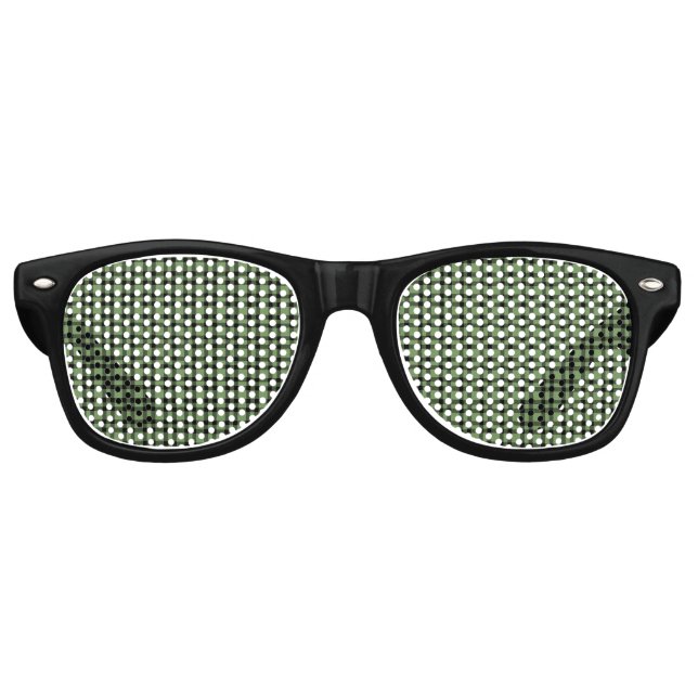 Green Black Plaid Pattern Retro Sunglasses (Front)
