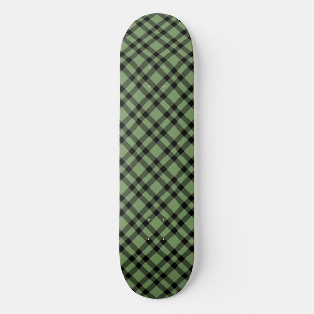 Green Black Plaid Pattern Skateboard (Front)
