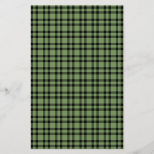 Green Black Plaid Pattern Stationery