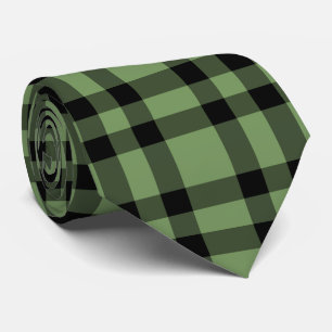 Green Black Plaid Pattern Tie