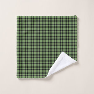 Green Black Plaid Pattern Wash Cloth