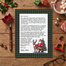 Green & Black Plaid Personalised Letter From Santa
