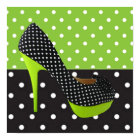 Green & Black Polka Dot High Heel