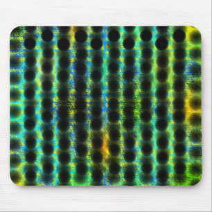 Green, black polka dots generating shapes, shadow mouse mat