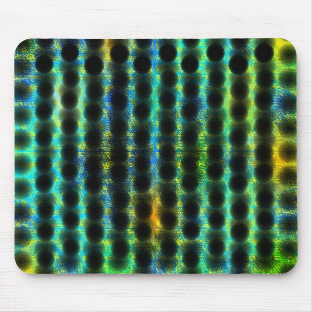 Green, black polka dots generating shapes, shadow mouse mat (Front)