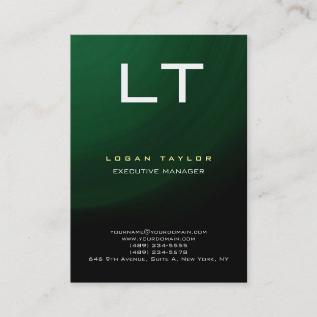 Green Black Professional Modern Vertical Special Business Card (Front)