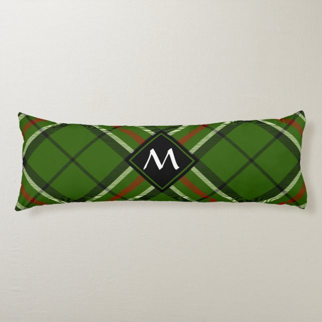 Green, Black, Red and White Tartan Body Cushion (Front)