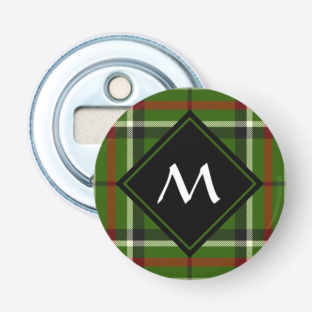 Green, Black, Red and White Tartan Bottle Opener (Front)