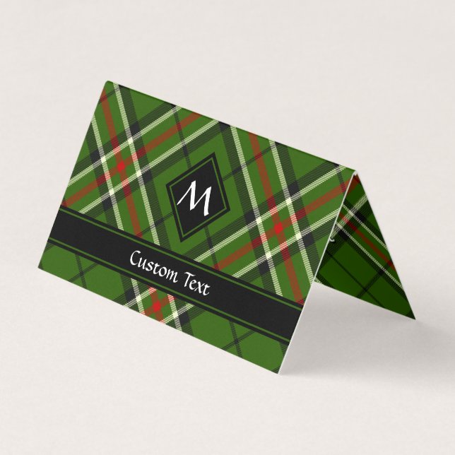 Green, Black, Red and White Tartan Business Card (Front)