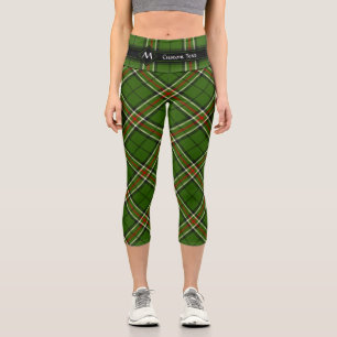 Green, Black, Red and White Tartan Capri Leggings