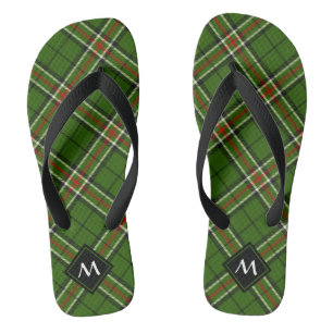 Green, Black, Red and White Tartan Flip Flops