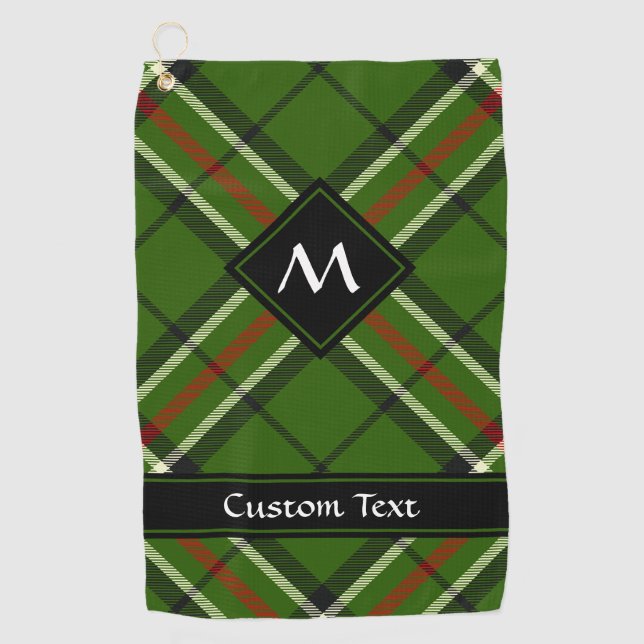 Green, Black, Red and White Tartan Golf Towel (Front)