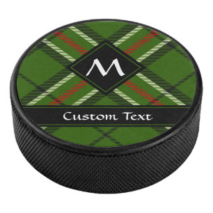 Green, Black, Red and White Tartan Hockey Puck