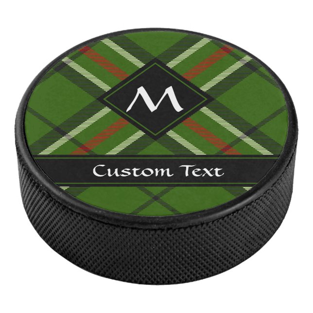 Green, Black, Red and White Tartan Hockey Puck (3/4)