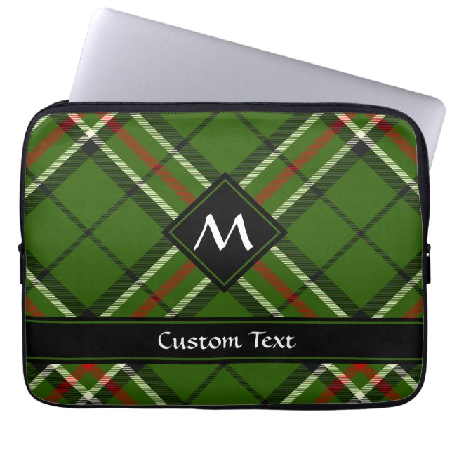Green, Black, Red and White Tartan Laptop Sleeve (Front)