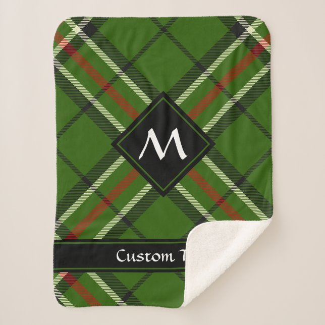 Green, Black, Red and White Tartan Sherpa Blanket (Front)