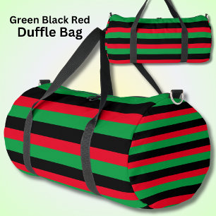 Green Black Red Striped Duffle Bag