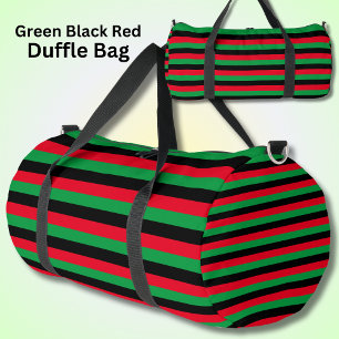 Green Black Red Thin Striped Duffle Bag