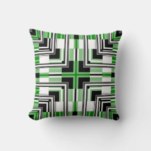 Green Black Seamless Pattern Retro Art Design Cushion