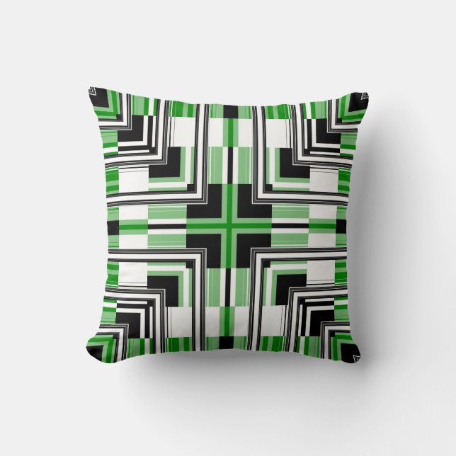 Green Black Seamless Pattern Retro Art Design Cushion (Front)