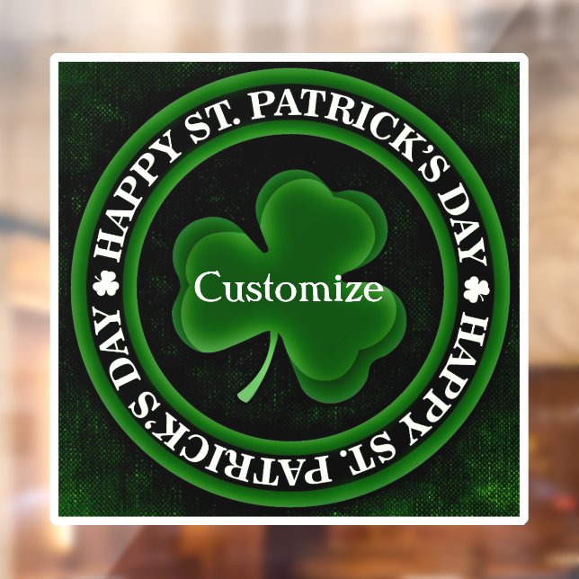 Green/black Shamrock St Patrick's Day Irish Pride  Window Cling (Sheet 2)