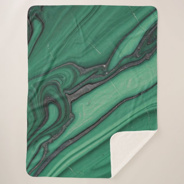 Green, Black & Silver Marble Plush Blanket (Front)
