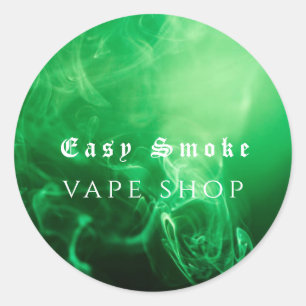 Green Black Smoke Vape Shop Business Classic Round Sticker