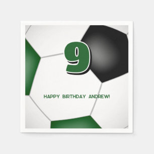 green black soccer ball kids birthday party napkin