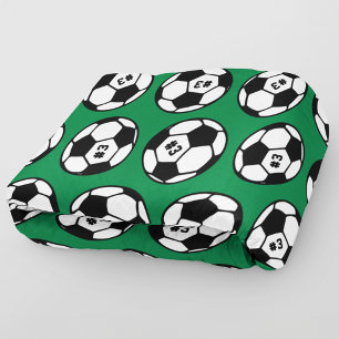 Green Black Soccer Ball Number Pattern Fleece Blanket