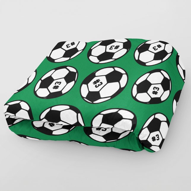 Green Black Soccer Ball Number Pattern Fleece Blanket (Creator Uploaded)