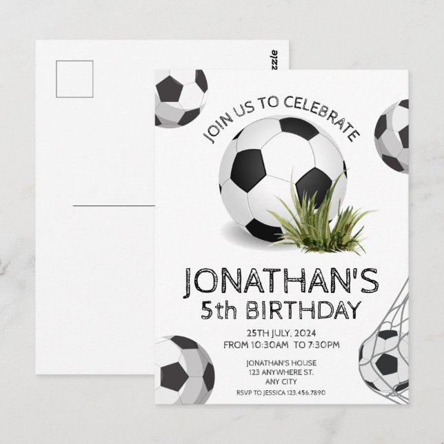Green Black Soccer Birthday  Postcard (Front/Back)