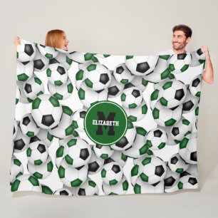 green black soccer team colours kids sports room fleece blanket