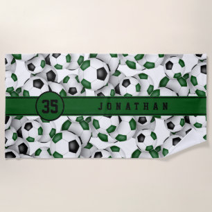 Green black soccer team colours personalised gifts beach towel