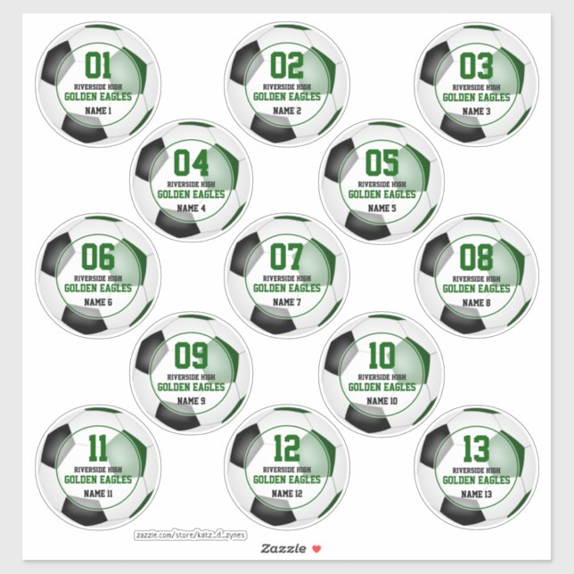 green black soccer team colours set of 13 custom (Sheet)