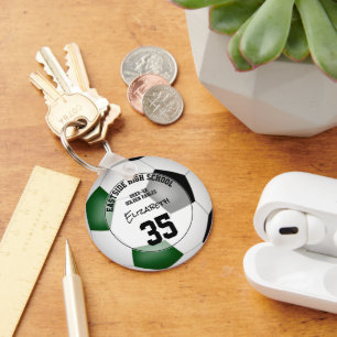 green black soccer team  girls boys sports gifts key ring