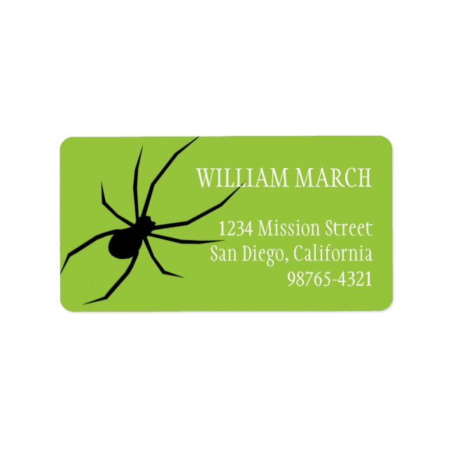 Green black spider Halloween return address Label (Front)